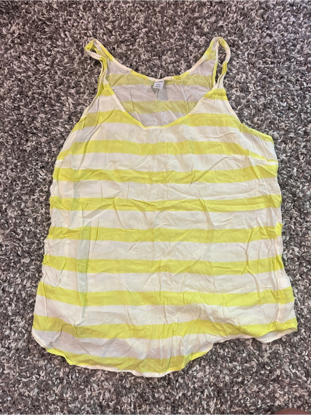 Old Navy Yellow and White Striped Scoop Neck Tank